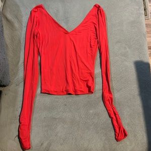 Long sleeved v neck top